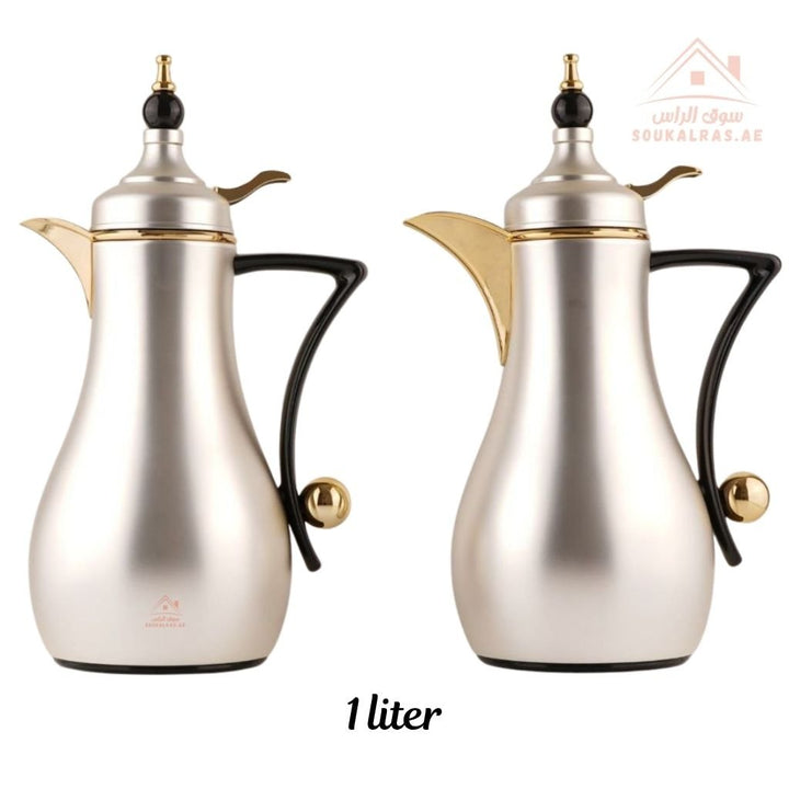 Fursan 2 - Piece Metal Vacuum Flask Set (1L + 1L) | Elegant Design | 12 Hours Heat Retention | ESMA Certified - Souk Al Ras