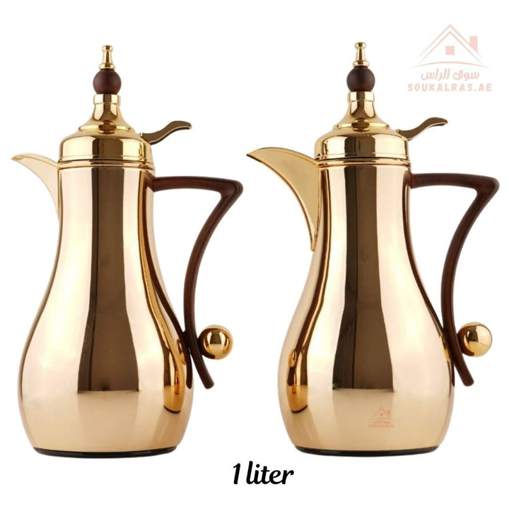Fursan 2 - Piece Metal Vacuum Flask Set (1L + 1L) | Elegant Design | 12 Hours Heat Retention | ESMA Certified - Souk Al Ras