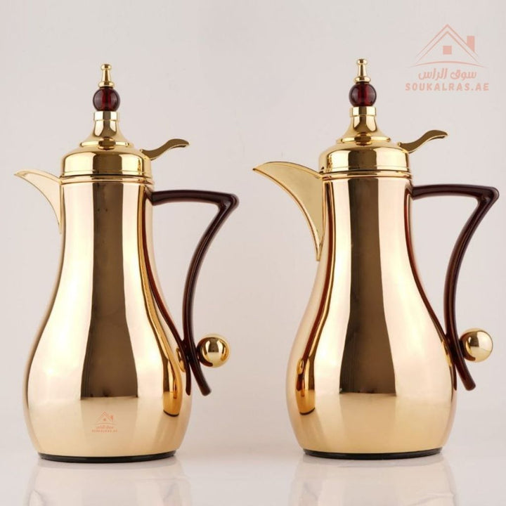 Fursan 2 - Piece Metal Vacuum Flask Set (1L + 1L) | Elegant Design | 12 Hours Heat Retention | ESMA Certified - Souk Al Ras