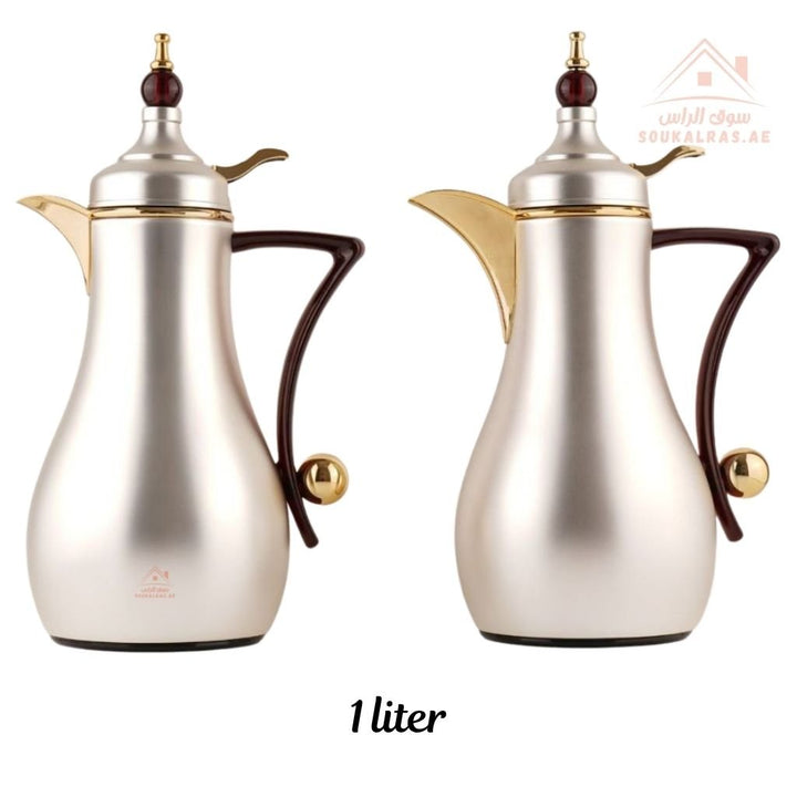Fursan 2 - Piece Metal Vacuum Flask Set (1L + 1L) | Elegant Design | 12 Hours Heat Retention | ESMA Certified - Souk Al Ras