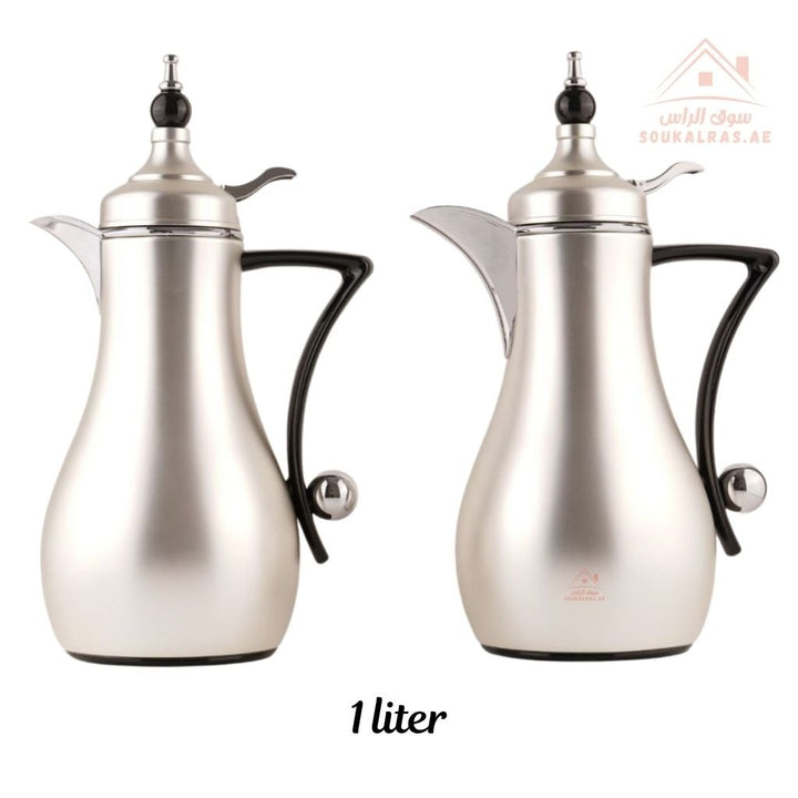 Fursan 2 - Piece Metal Vacuum Flask Set (1L + 1L) | Elegant Design | 12 Hours Heat Retention | ESMA Certified - Souk Al Ras