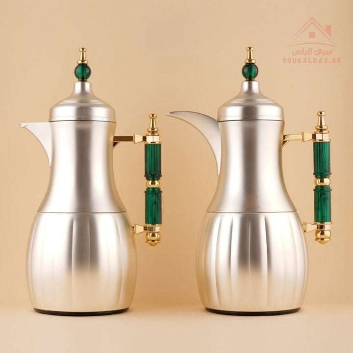 Fursan 2 - Piece Metal Vacuum Flask Set (1L + 1L) | Elegant Design | 12 Hours Heat Retention | ESMA Certified - Souk Al Ras