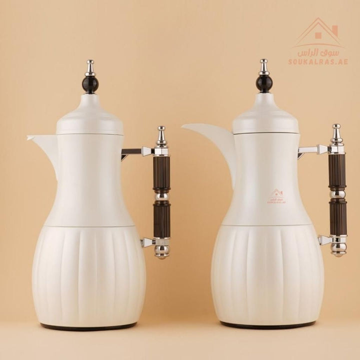 Fursan 2 - Piece Metal Vacuum Flask Set (1L + 1L) | Elegant Design | 12 Hours Heat Retention | ESMA Certified - Souk Al Ras