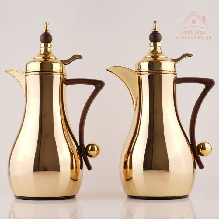 Fursan 2 - Piece Metal Vacuum Flask Set (1L + 1L) | Elegant Design | 12 Hours Heat Retention | ESMA Certified - Souk Al Ras