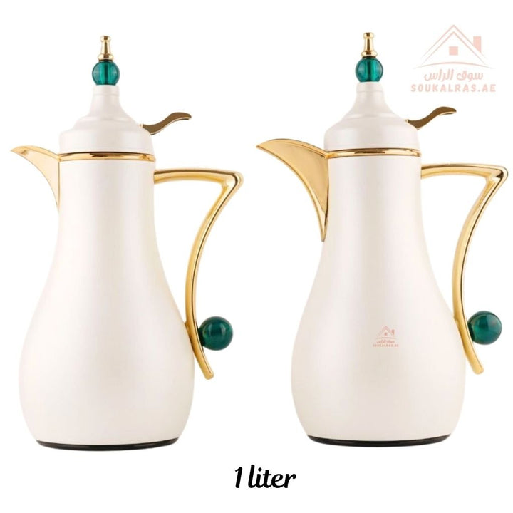 Fursan 2 - Piece Metal Vacuum Flask Set (1L + 1L) | Elegant Gold Design | 12 Hours Heat Retention | ESMA Certified - Souk Al Ras