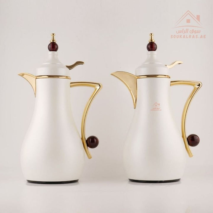 Fursan 2 - Piece Metal Vacuum Flask Set (1L + 1L) | Elegant Gold Design | 12 Hours Heat Retention | ESMA Certified - Souk Al Ras