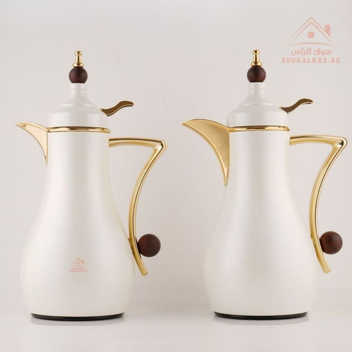 Fursan 2 - Piece Metal Vacuum Flask Set (1L + 1L) | Elegant Gold Design | 12 Hours Heat Retention | ESMA Certified - Souk Al Ras