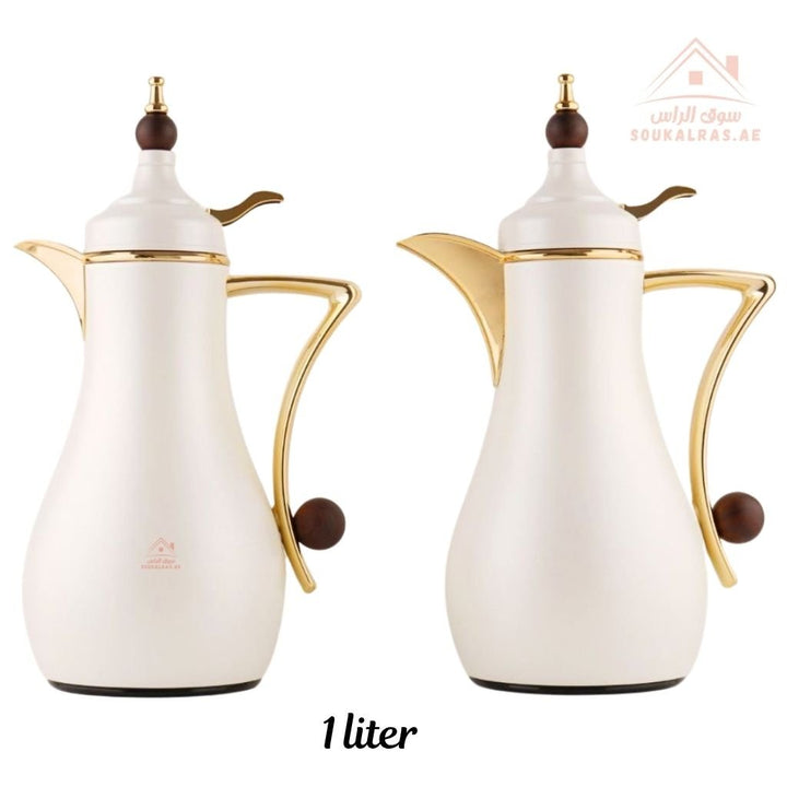 Fursan 2 - Piece Metal Vacuum Flask Set (1L + 1L) | Elegant Gold Design | 12 Hours Heat Retention | ESMA Certified - Souk Al Ras