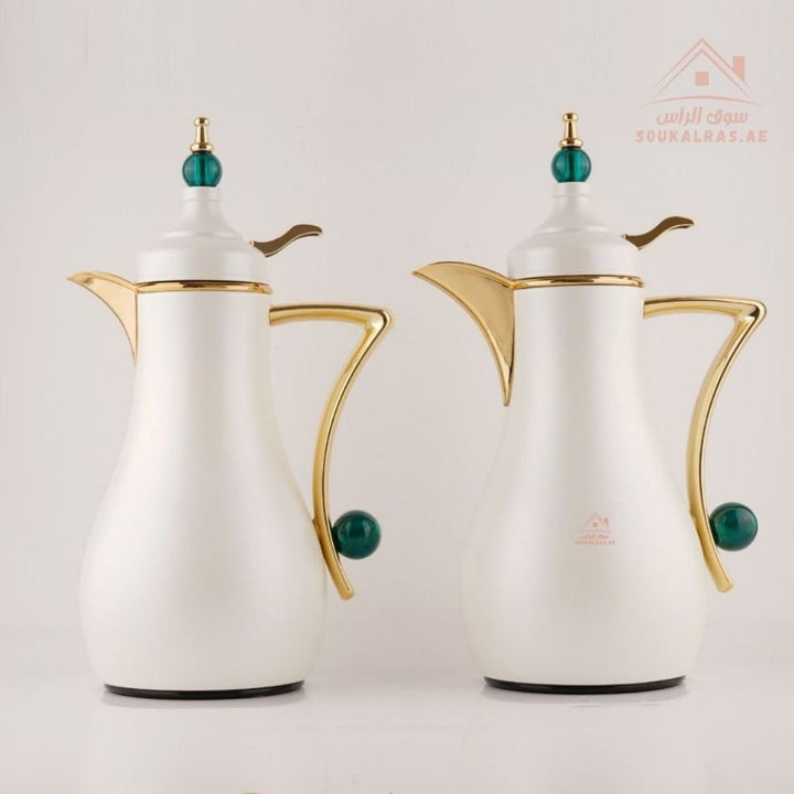 Fursan 2 - Piece Metal Vacuum Flask Set (1L + 1L) | Elegant Gold Design | 12 Hours Heat Retention | ESMA Certified - Souk Al Ras