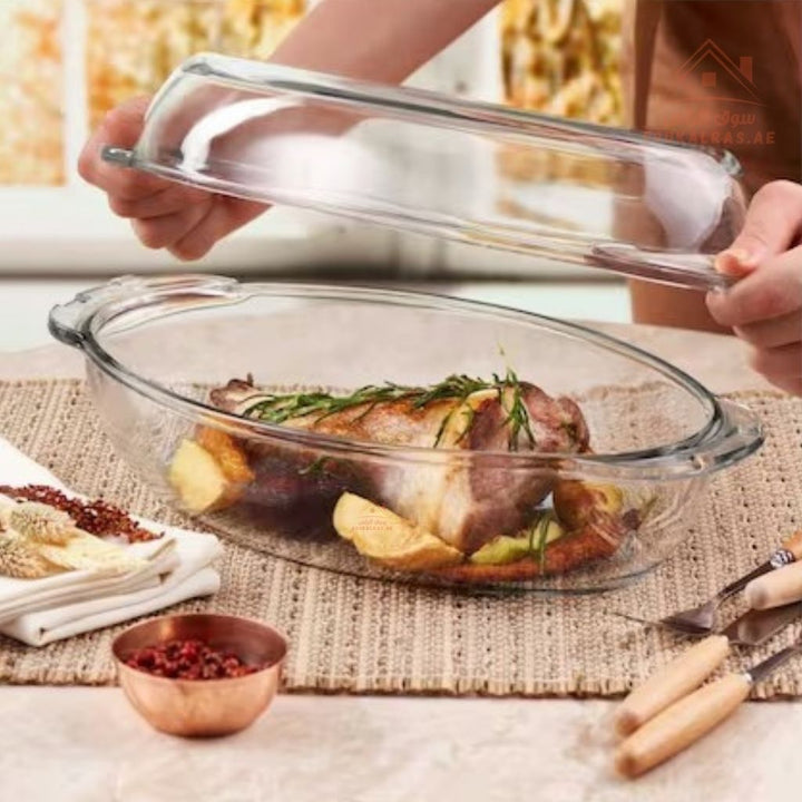 Glass Baking Dish 800ml | Heat - Resistant | Perfect for baking, reheating, salads, desserts, and more. - Souk Al Ras