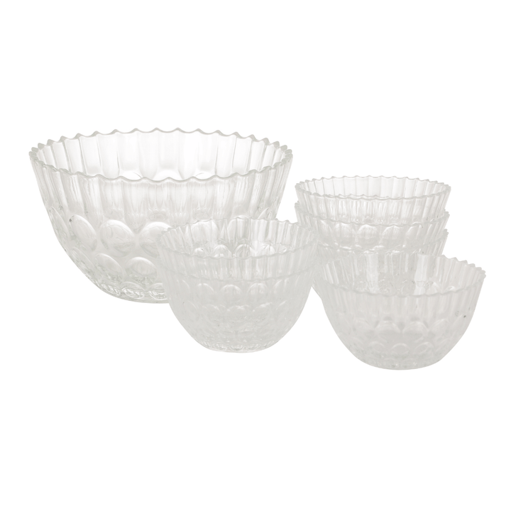 Glass Bowls Set - Bubble Design Bowls 7pcs - Souk Al RasDinnerware