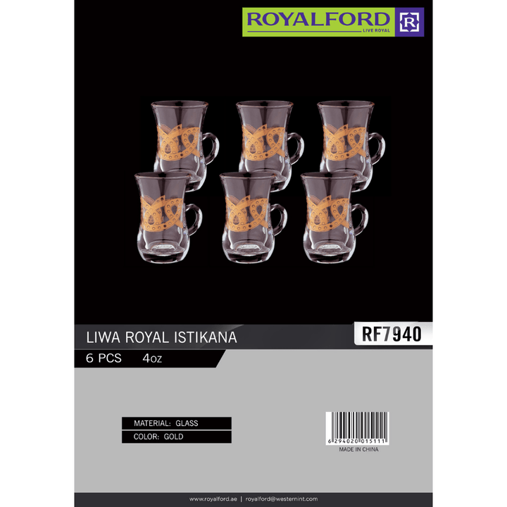 Glass Liwa Royal Istikana - Classic Design 6 Pcs - Souk Al RasCups & Mugs