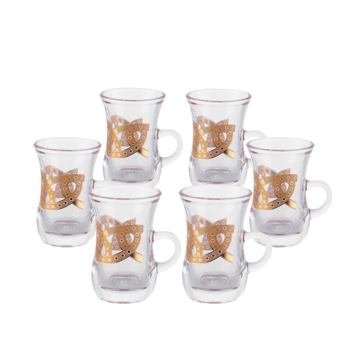 Glass Liwa Royal Istikana - Classic Design 6 Pcs - Souk Al RasCups & Mugs