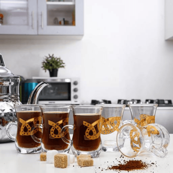 Glass Liwa Royal Istikana - Classic Design 6 Pcs - Souk Al RasCups & Mugs