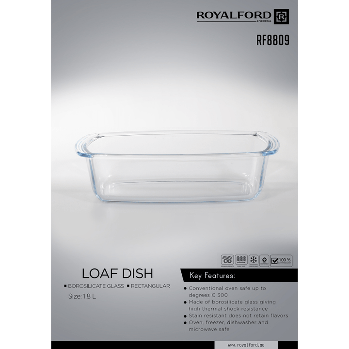 Glass Tray - Rectangular Roasting & Baking Tray 1.8L - Souk Al RasBaking Pans & Moulds