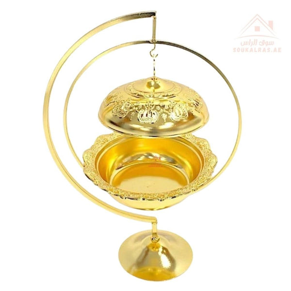 Golden Hanging Dates Bowl | Elegant Single - Date Server with Lid | Luxurious Design for Home or Gifting - Souk Al Ras