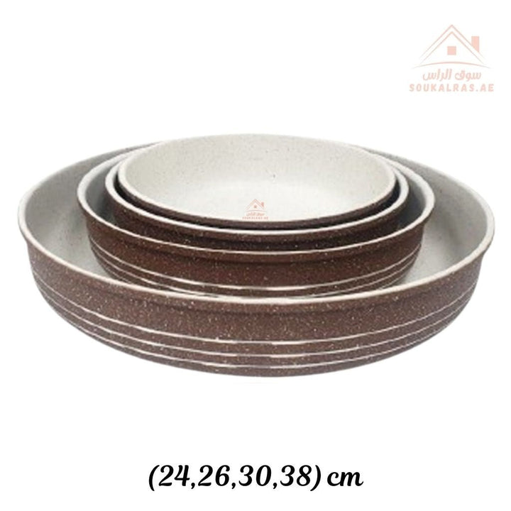 Happy Home Round Granite Oven Trays Set - 4 Trays | Nonstick, PFOA - Free, ESMA Certified - Souk Al RasPots & Pans