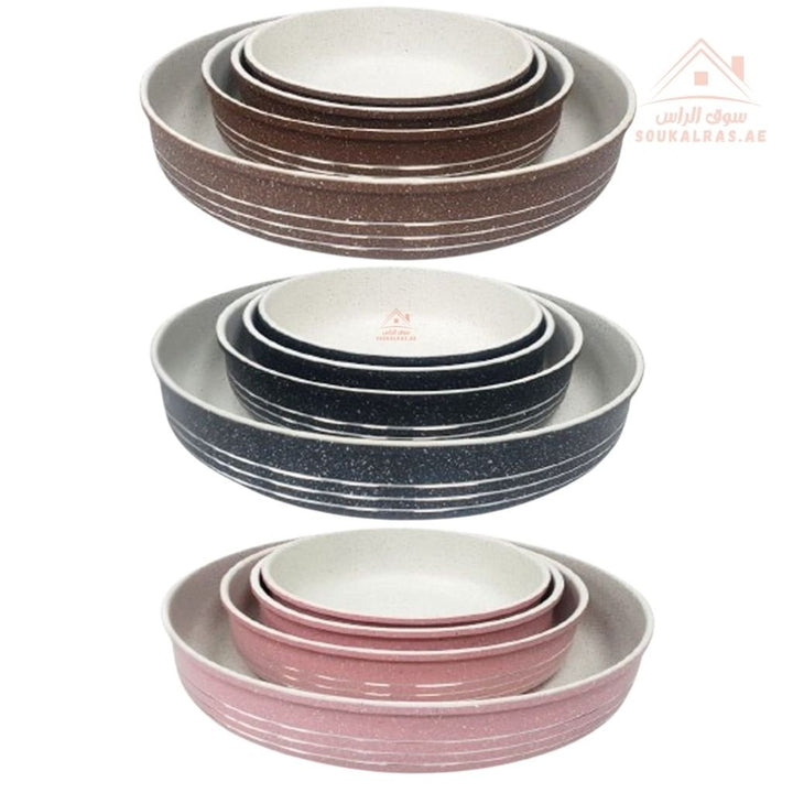 Happy Home Round Granite Oven Trays Set - 4 Trays | Nonstick, PFOA - Free, ESMA Certified - Souk Al RasPots & Pans