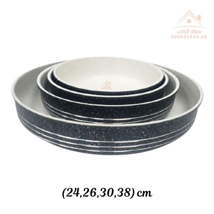 Happy Home Round Granite Oven Trays Set - 4 Trays | Nonstick, PFOA - Free, ESMA Certified - Souk Al RasPots & Pans