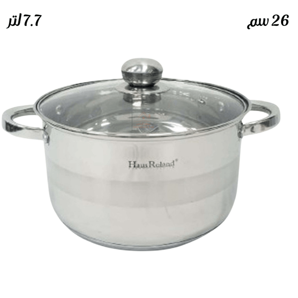 HausRoland 26CM Stainless Steel 18/10 Casserole Pot | HausRoland Cooking Pot with Glass Lid - Souk Al Ras