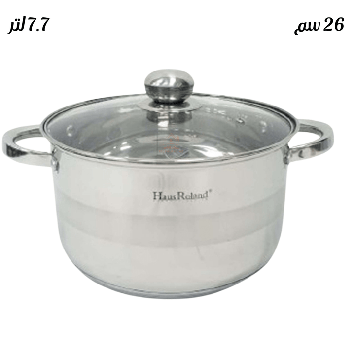 HausRoland 26CM Stainless Steel 18/10 Casserole Pot | HausRoland Cooking Pot with Glass Lid - Souk Al Ras