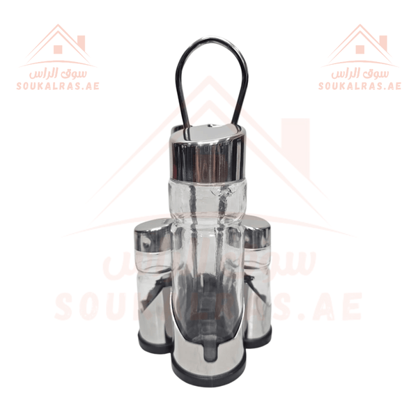 HausRoland 4 - Piece Condiment Set | 2 Spice Jars & 2 Oil & Vinegar Bottles | Premium Stainless Steel Organizer - Souk Al Ras