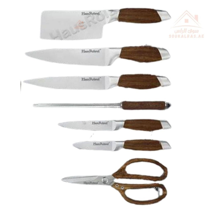 HausRoland 8 - Piece Knife Block Set | Premium Stainless Steel Blades | German Design - Souk Al Ras