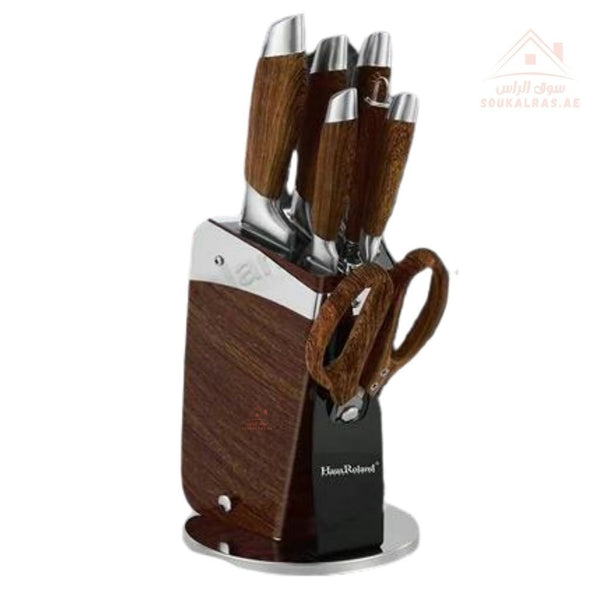 HausRoland 8 - Piece Knife Block Set | Premium Stainless Steel Blades | German Design - Souk Al Ras