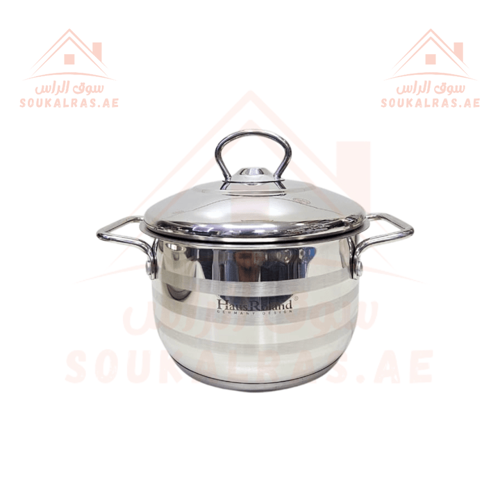 HausRoland 9 - Piece Stainless Steel 18/10| 6.3 L, 3.6 L , 3.6 L , 2.7 L , 2.1 L | Premium Quality Cookware Set Made with German Technology | Durable & Elegant Design - Souk Al RasPots & Pans