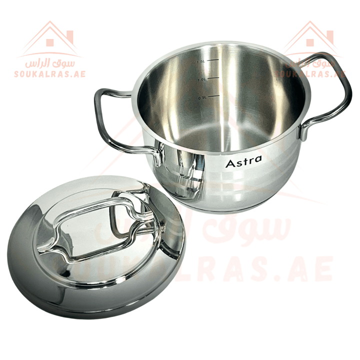 HM Astra Premium 2L Pot | Premium Quality 10/18 Stainless Steel Cookware | Ideal for Modern Kitchens | Made in Türkiye | 3 Years Warranty - Souk Al Ras