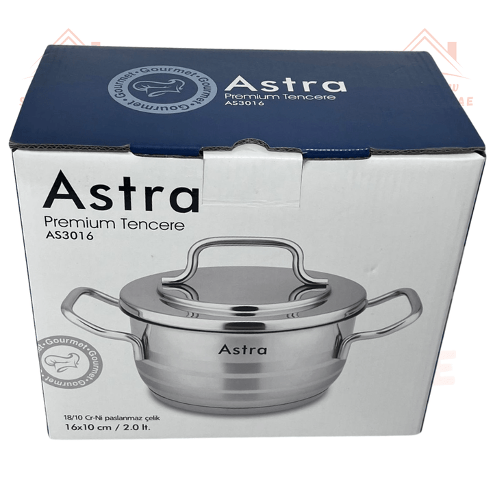 HM Astra Premium 2L Pot | Premium Quality 10/18 Stainless Steel Cookware | Ideal for Modern Kitchens | Made in Türkiye | 3 Years Warranty - Souk Al Ras