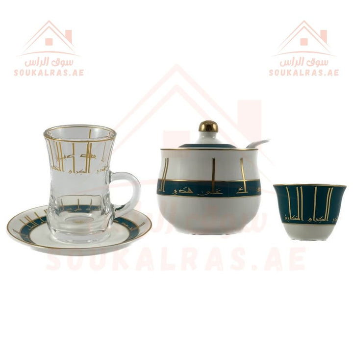 Home Maker 20 - Piece Tea and Coffee Set | Elegant Glass & Porcelain Cups with Saucers | Premium Gift Set - Souk Al Ras