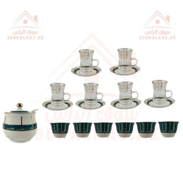 Home Maker 20 - Piece Tea and Coffee Set | Elegant Glass & Porcelain Cups with Saucers | Premium Gift Set - Souk Al Ras