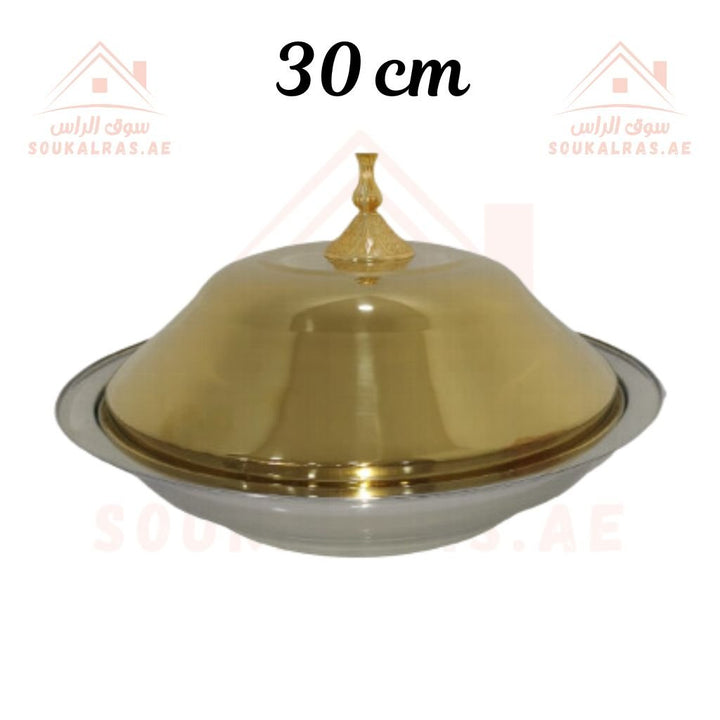 Hot Pot Round Kozi stainless steel Without Stand | 30CM Elegant Gold & Silver Finish | Premium Serving Dish - Souk Al Ras