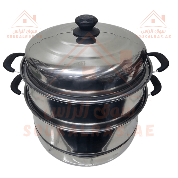 HTH 3 - Level Stainless Steel Steamer Pot | 30cm Height | Durable & Efficient Cooking - Souk Al Ras