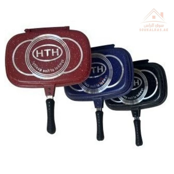 HTH 44 cm Double Grill Pan | Non - Stick, Flip Pan for Easy Cooking | High - Quality Die - Cast Aluminum - Souk Al Ras
