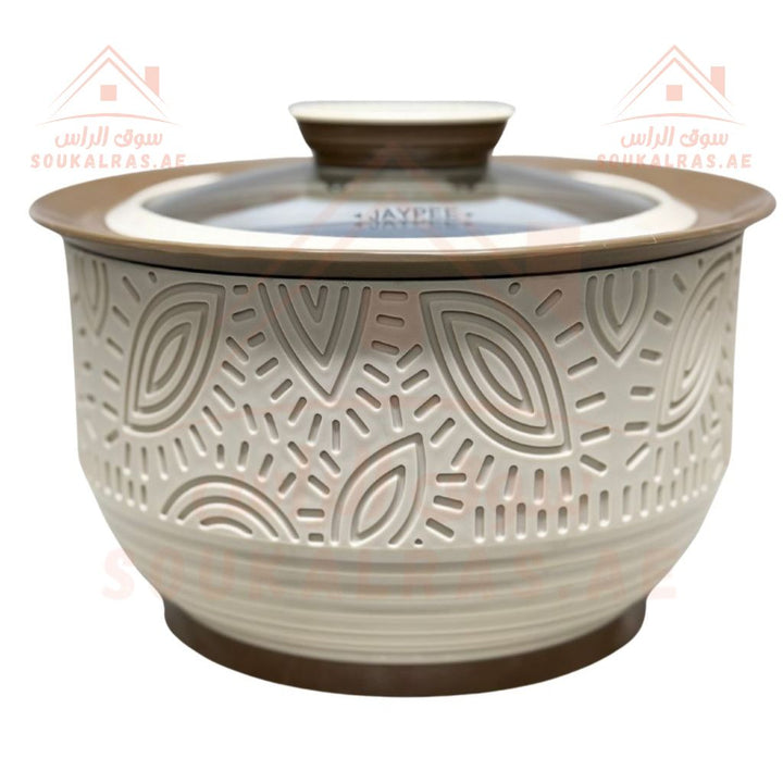 Jaypee Clayo Royale Thermal Insulated Casserole Hot Pot - 3Piece Set (1L, 1.5L, 2L) In Light Beige - Souk Al RasServeware