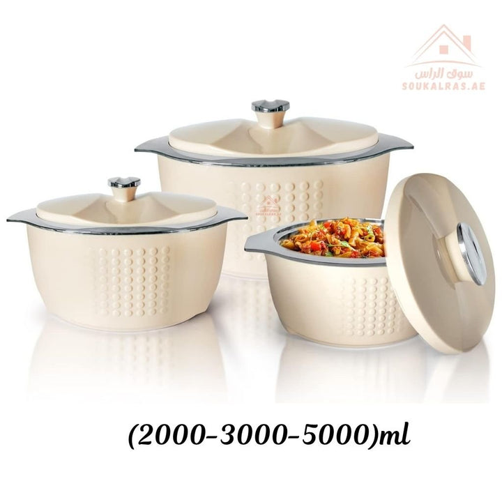 Jaypee Fine Dine XL Hotpot Set | 3 - Piece Thermal Casserole Set | 2L, 3L & 5L | Premium Insulated Food Warmers | Made in India - Souk Al Ras