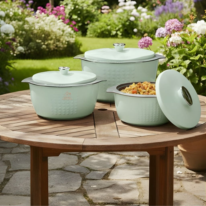 Jaypee Fine Dine XL Hotpot Set | 3 - Piece Thermal Casserole Set | 2L, 3L & 5L | Premium Insulated Food Warmers | Made in India - Souk Al Ras