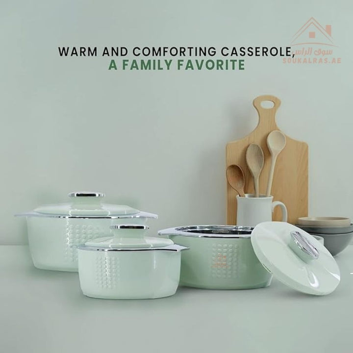 Jaypee Fine Dine XL Hotpot Set | 3 - Piece Thermal Casserole Set | 2L, 3L & 5L | Premium Insulated Food Warmers | Made in India - Souk Al Ras