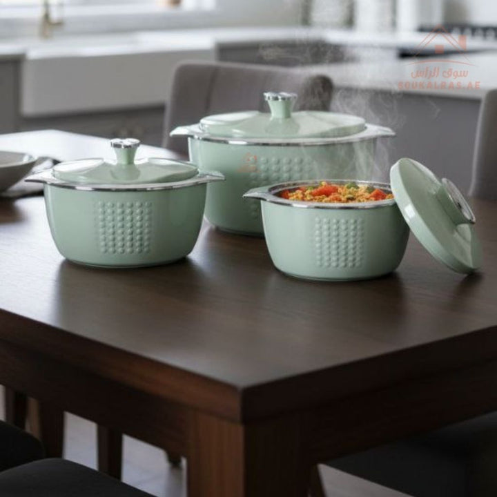 Jaypee Fine Dine XL Hotpot Set | 3 - Piece Thermal Casserole Set | 2L, 3L & 5L | Premium Insulated Food Warmers | Made in India - Souk Al Ras