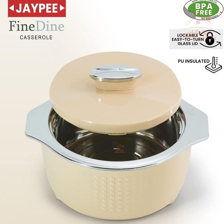 Jaypee Fine Dine XL Hotpot Set | 3 - Piece Thermal Casserole Set | 2L, 3L & 5L | Premium Insulated Food Warmers | Made in India - Souk Al Ras