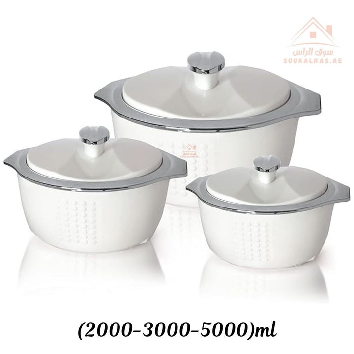 Jaypee Fine Dine XL Hotpot Set | 3 - Piece Thermal Casserole Set | 2L, 3L & 5L | Premium Insulated Food Warmers | Made in India - Souk Al Ras