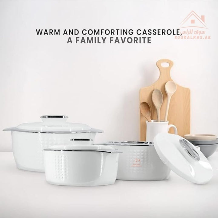 Jaypee Fine Dine XL Hotpot Set | 3 - Piece Thermal Casserole Set | 2L, 3L & 5L | Premium Insulated Food Warmers | Made in India - Souk Al Ras