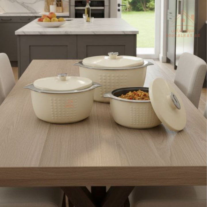 Jaypee Fine Dine XL Hotpot Set | 3 - Piece Thermal Casserole Set | 2L, 3L & 5L | Premium Insulated Food Warmers | Made in India - Souk Al Ras