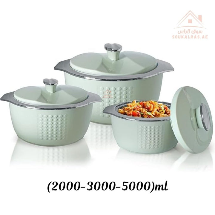 Jaypee Fine Dine XL Hotpot Set | 3 - Piece Thermal Casserole Set | 2L, 3L & 5L | Premium Insulated Food Warmers | Made in India - Souk Al Ras
