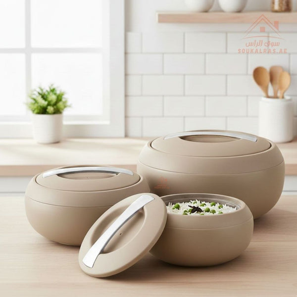 Jaypee Gourmet Mega Thermal Insulated Casserole Hot Pot Food Warmer set of 3 (2 - 3 - 5)Litres in Brown - Souk Al RasJaypee Gourmet Thermal Insulated Casserole Hot Pot Food Warmer