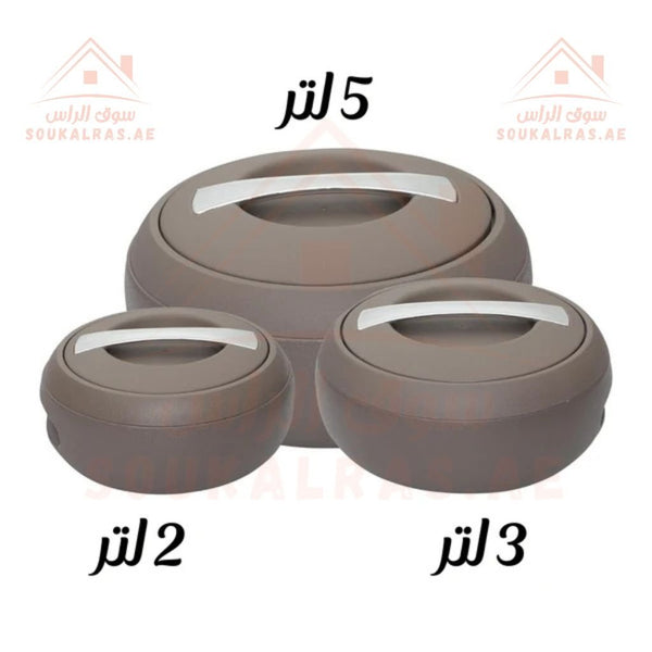 Jaypee Gourmet Mega Thermal Insulated Casserole Hot Pot Food Warmer set of 3 (2 - 3 - 5)Litres in Brown - Souk Al RasJaypee Gourmet Thermal Insulated Casserole Hot Pot Food Warmer