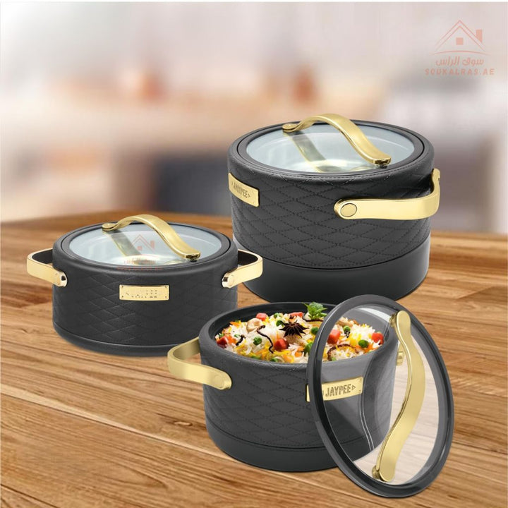 JAYPEE Luxura Klass Luxury Insulated Hot Pot Set (1500ml, 2000ml, 2500ml) | Premium Thermal Casserole | Keeps Food Warm for Hours.made in india. - Souk Al Ras