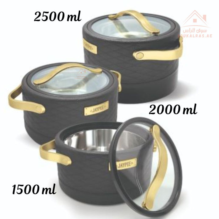 JAYPEE Luxura Klass Luxury Insulated Hot Pot Set (1500ml, 2000ml, 2500ml) | Premium Thermal Casserole | Keeps Food Warm for Hours.made in india. - Souk Al Ras